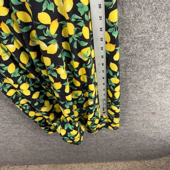 MS Basic Dress Women XL Black Lemon Print Sheath Midi V-Neck Short Sleeve Casual - Picture 6 of 7